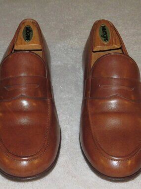 E. Vogel Bespoke Brown Calf Leather Half Strap Penny Loafers 11 EE